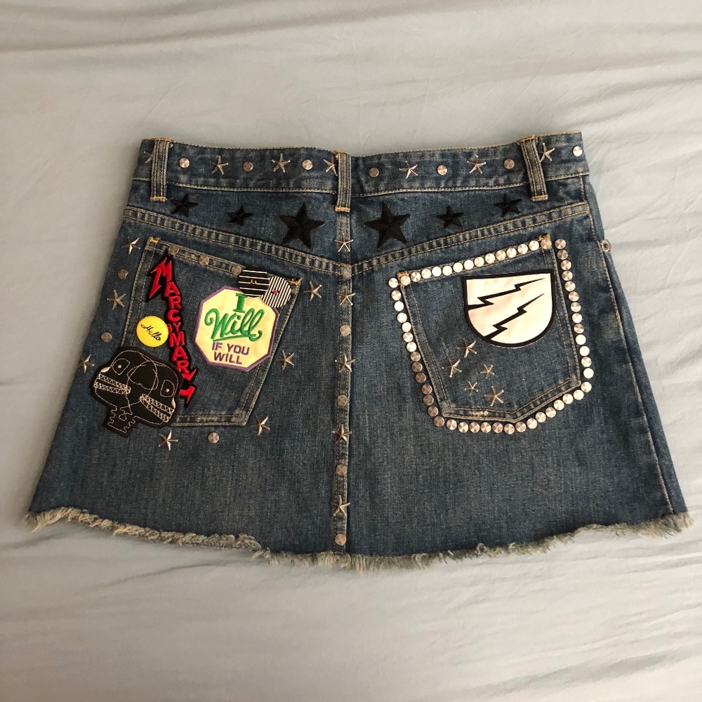 Marc Jacobs denim skirt - back in style, studded rock-n-roll mini